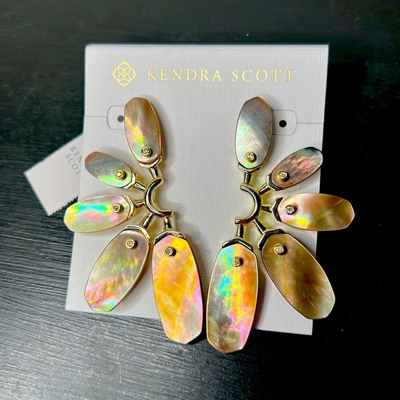 Kendra Scott Jewelry - Kendra Scott Ashlyn Statement Earrings, Brown Abalone/ Gold, NWT